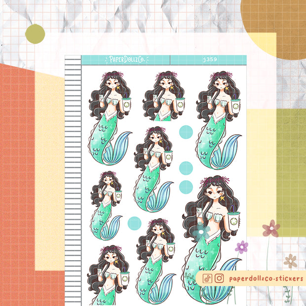 Coffeeholic | The Modern Mermaids | Just Dolls Stickers | J359