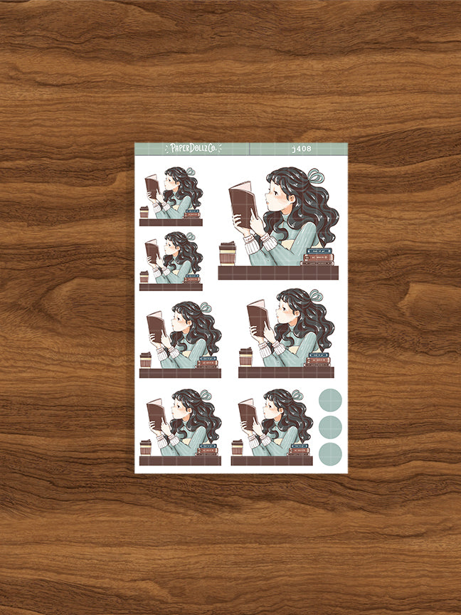Bookworm | Alone Time | Just Dolls Stickers | J408