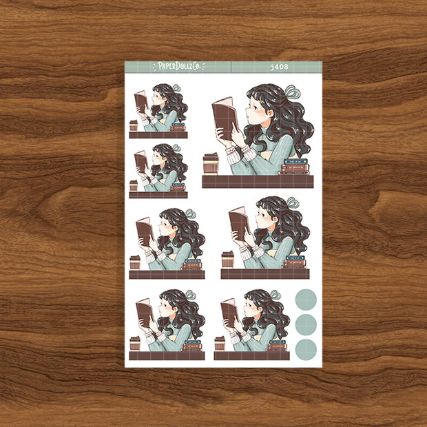 Bookworm | Alone Time | Just Dolls Stickers | J408