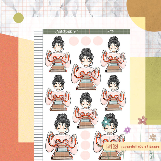 Bookworm | Unbox the Joy | Just Dolls Stickers | J473