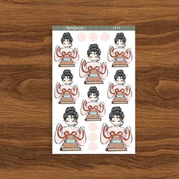 Bookworm | Unbox the Joy | Just Dolls Stickers | J473