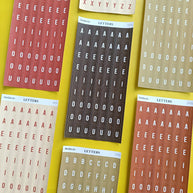 Letter Journal Sticker | Vowels | Coffee Colors | PaperDollzCo | L001