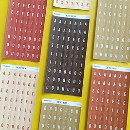 Letter Journal Sticker | Vowels | Coffee Colors | PaperDollzCo | L001