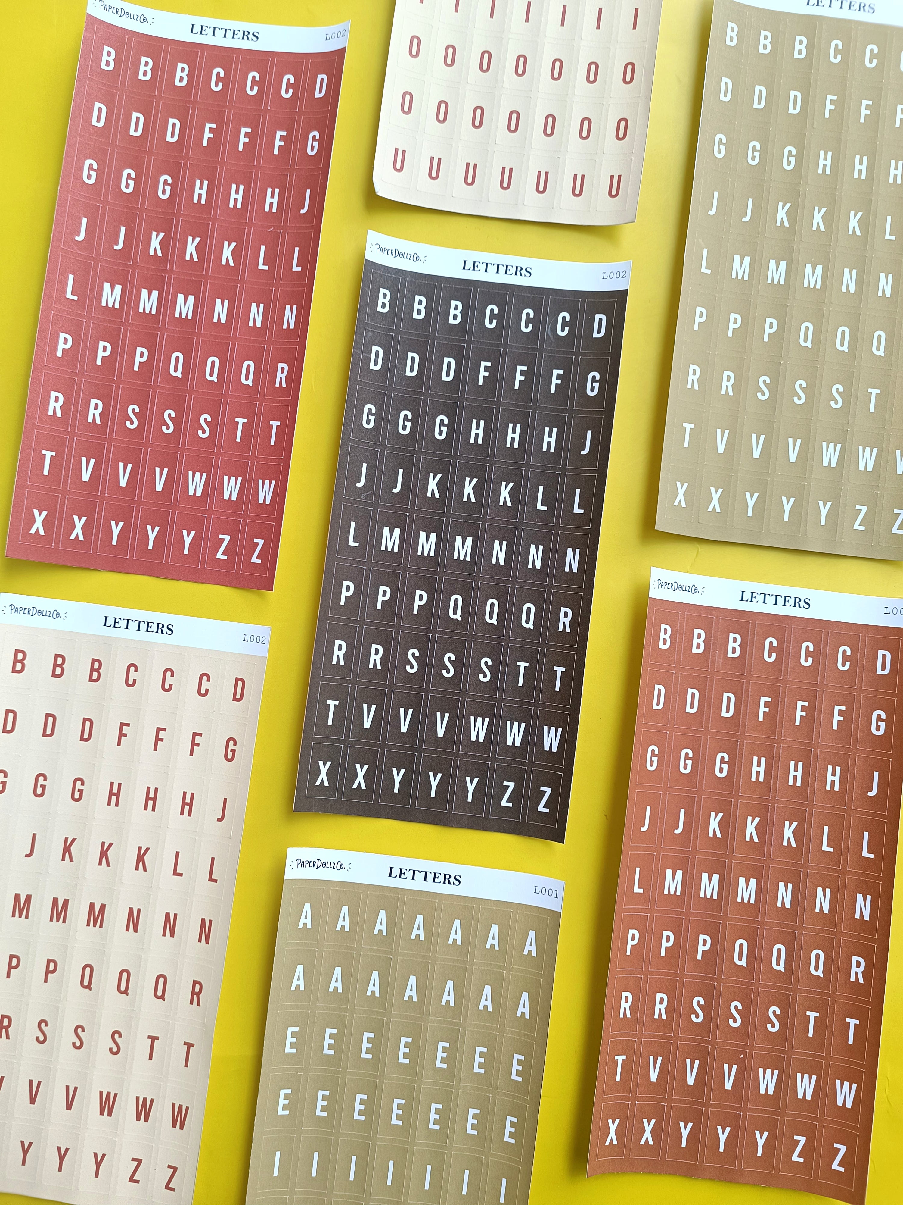 Letter Journal Sticker | Consonant | Coffee Colors | PaperDollzCo | L002