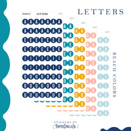 Letter Journal Sticker | Vowels | Beach Colors | PaperDollzCo | L007