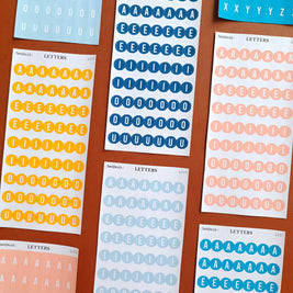 Letter Journal Sticker | Vowels | Beach Colors | PaperDollzCo | L007