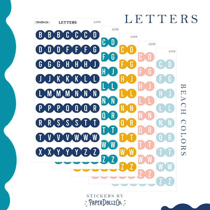 Letter Journal Sticker | Consonant | Beach Colors | PaperDollzCo | L008