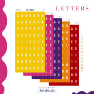 Letter Journal Sticker | Vowels | Flower Colors | L009