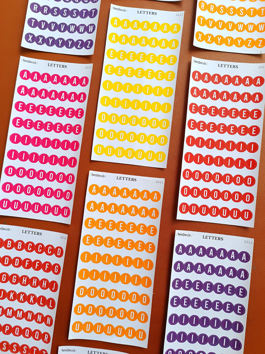 Letter Journal Sticker | Vowels | Flower Colors | L011