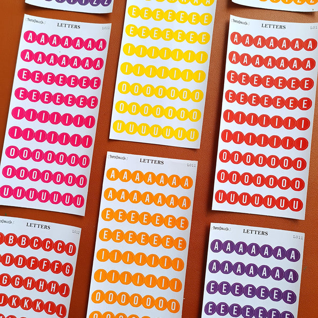 Letter Journal Sticker | Vowels | Flower Colors | L011