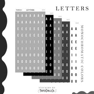 Letter Journal Sticker | Vowels | Monochromatic Colors | L013