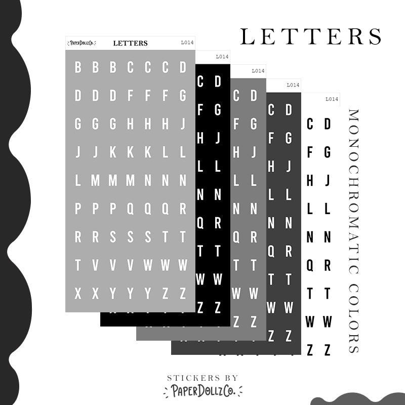 Letter Journal Sticker | Consonant | Monochromatic Colors | L014