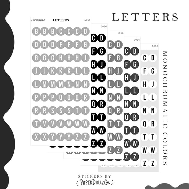 Letter Journal Sticker | Consonant | Monochromatic Colors | L016