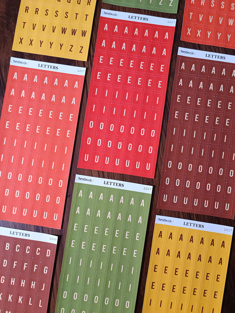 Letter Journal Sticker | Vowels | Autumn Colors | L017