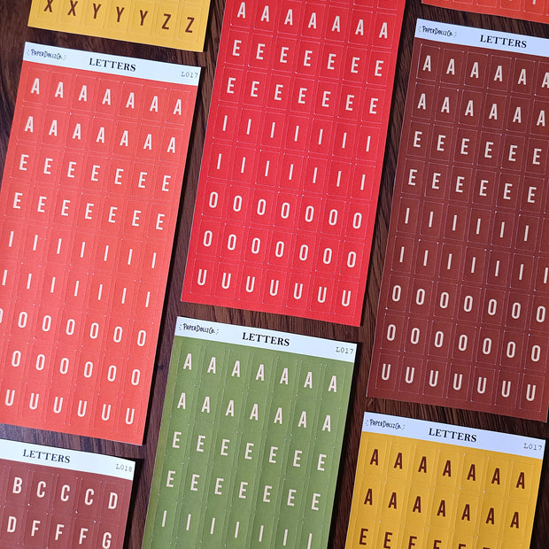 Letter Journal Sticker | Vowels | Autumn Colors | L017