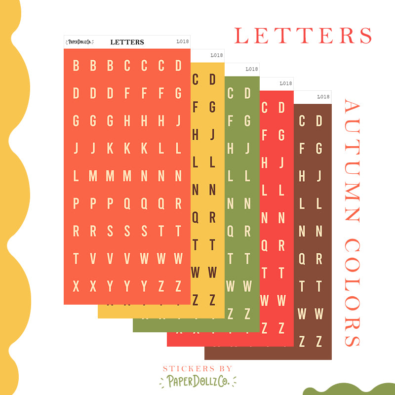 Letter Journal Sticker | Consonant | Autumn Colors | L018