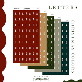 Letter Journal Sticker | Vowels | Christmas Colors | L021