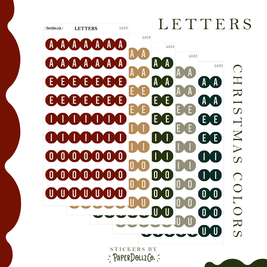 Letter Journal Sticker | Vowels | Christmas Colors | L023
