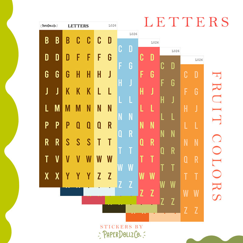 Letter Journal Sticker | Consonants | Fruit Colors | L026