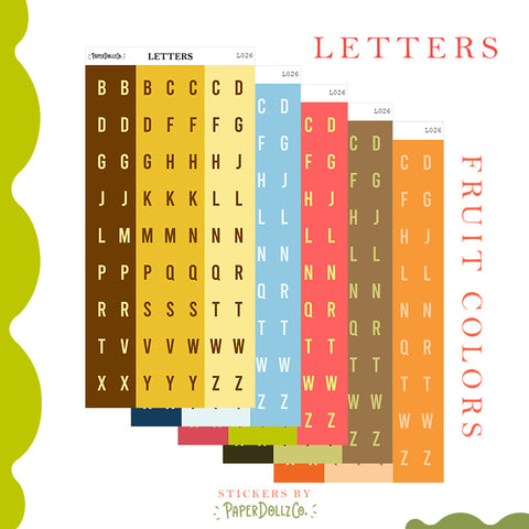 Letter Journal Sticker | Consonants | Fruit Colors | L026