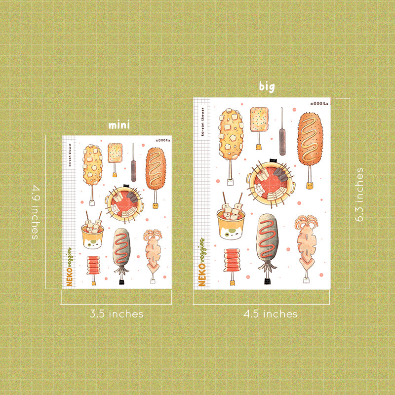 Korean Skewer Stickers | Neko Veggies Food