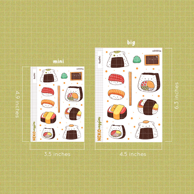 Sushi Stickers  I  Neko Veggies Food