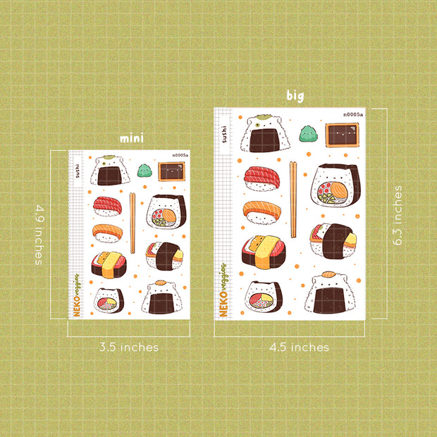 Sushi Stickers  I  Neko Veggies Food