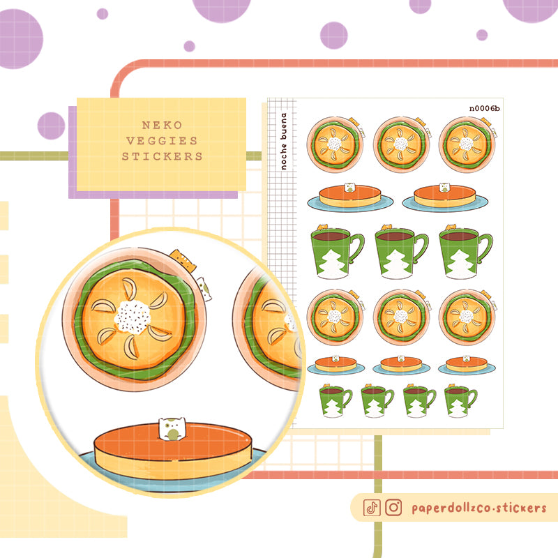 Noche Buena Stickers I Neko Veggies Food
