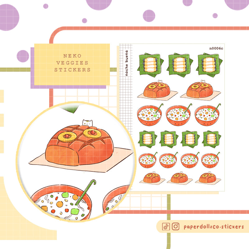 Noche Buena Stickers I Neko Veggies Food