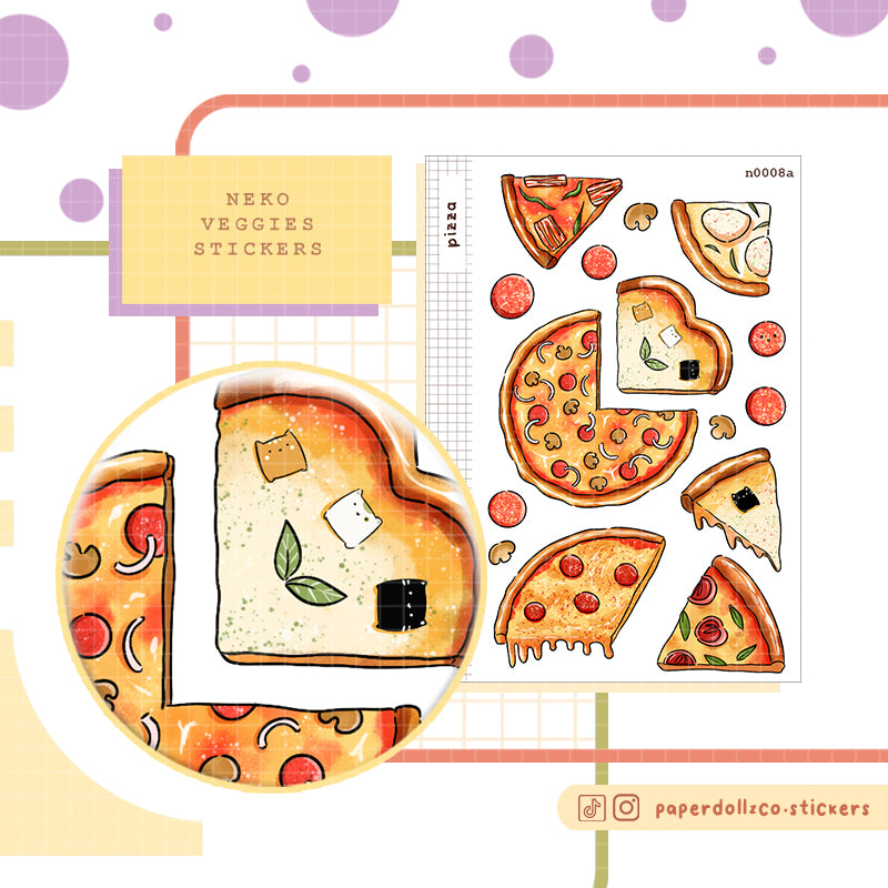 Pizza Stickers | Neko Veggies Food