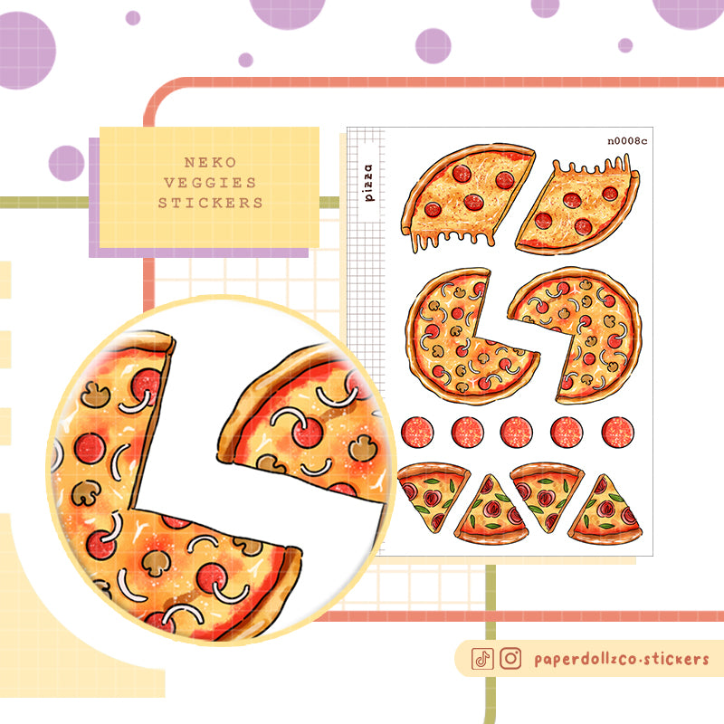 Pizza Stickers | Neko Veggies Food