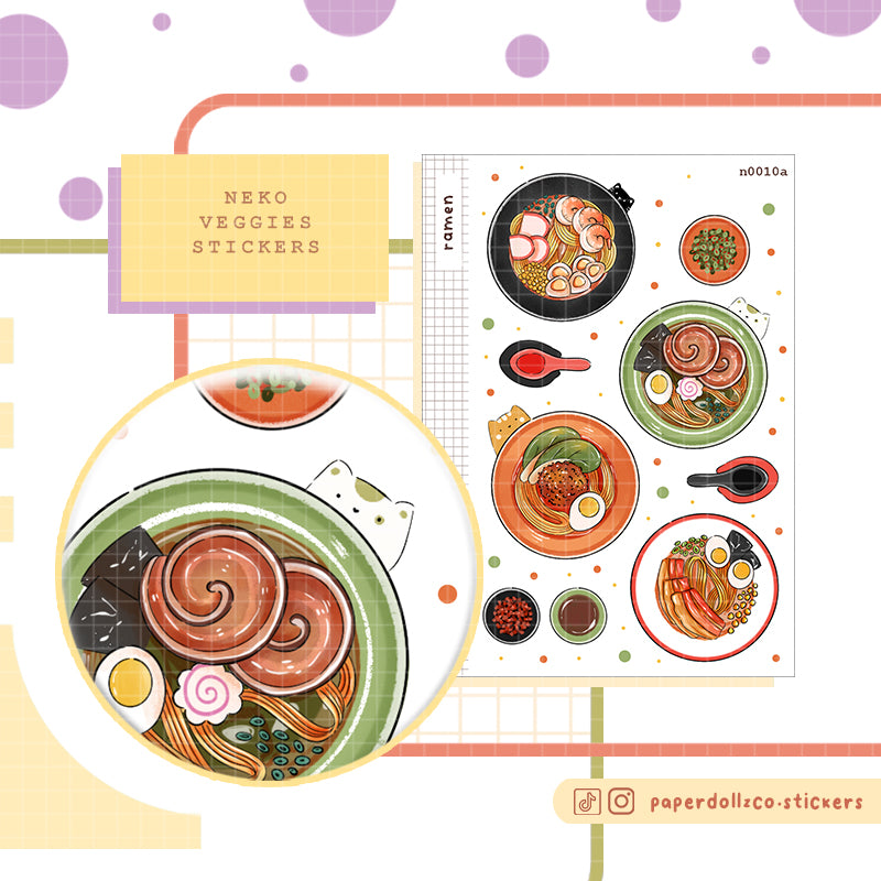 Ramen Stickers | Neko Veggies Food