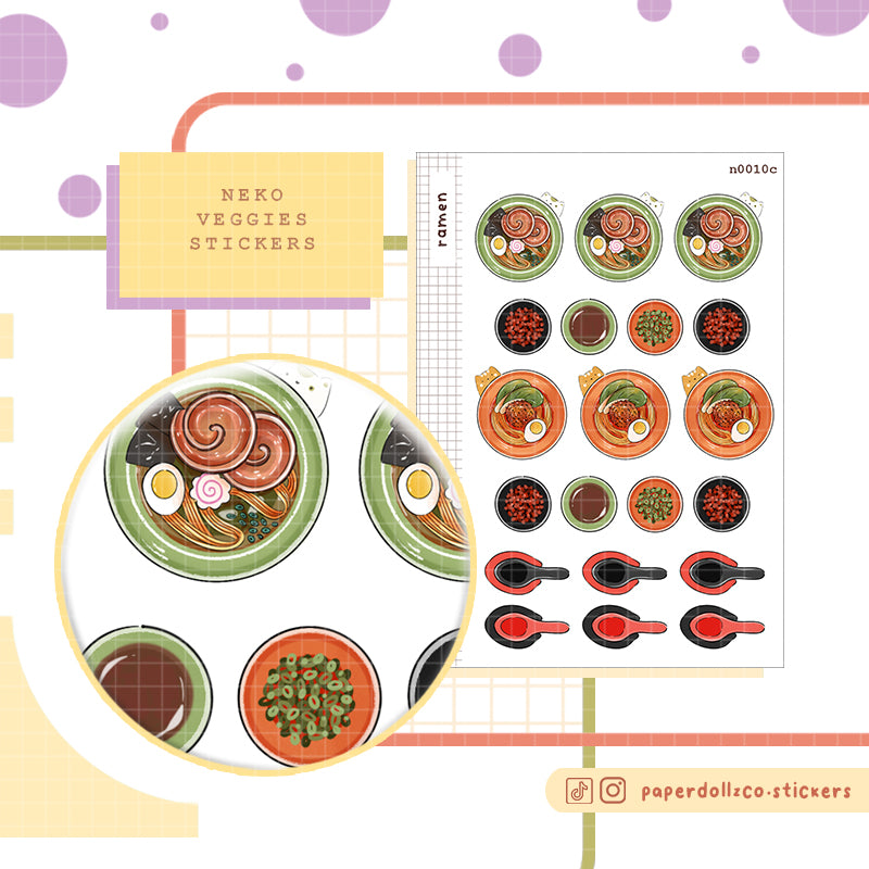 Ramen Stickers | Neko Veggies Food