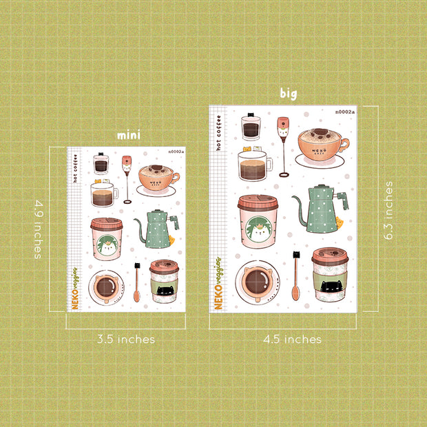 Hot Coffee Stickers | Neko Veggies Food