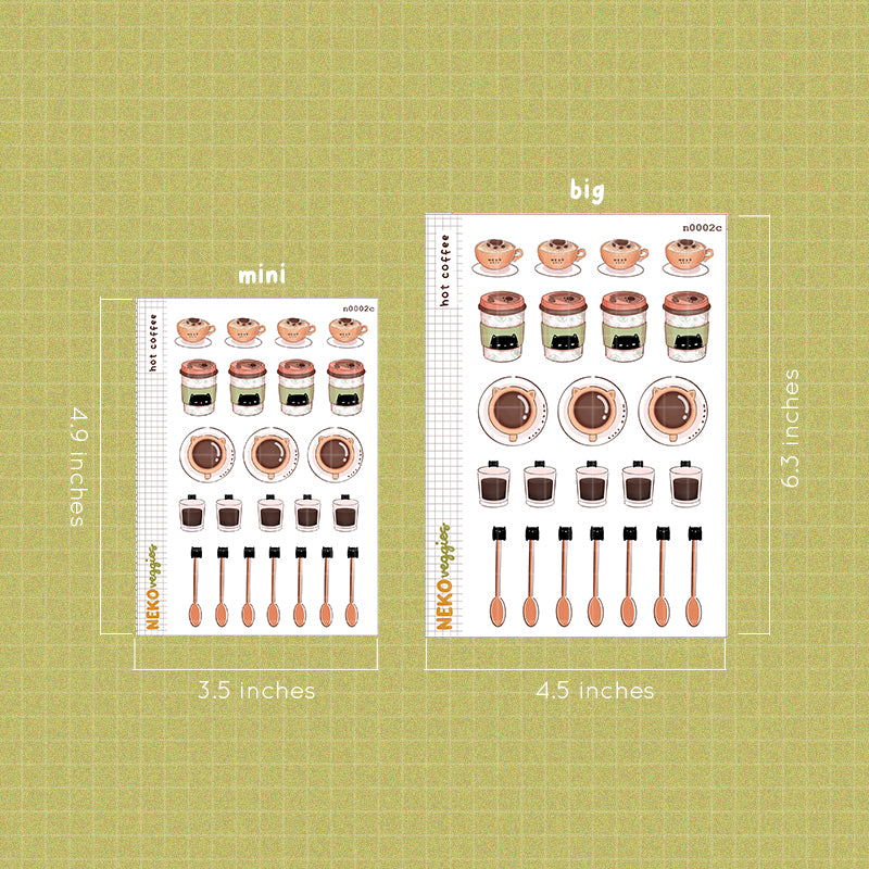 Hot Coffee Stickers | Neko Veggies Food