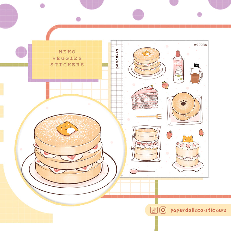 Pancakes Stickers I | Neko Veggies Food
