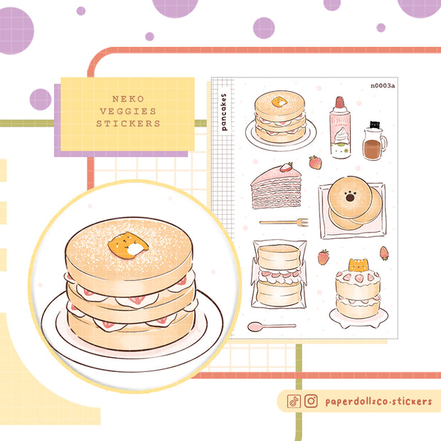 Pancakes Stickers I | Neko Veggies Food