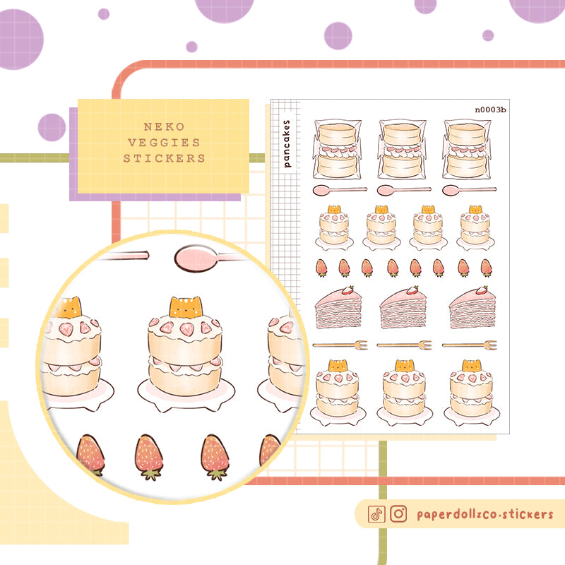 Pancakes Stickers I | Neko Veggies Food