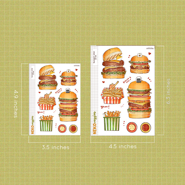 Burgers and Fries Stickers | Neko Veggies Food