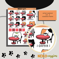 Coffee | Activity | Neko Veggies Sticker | nv002