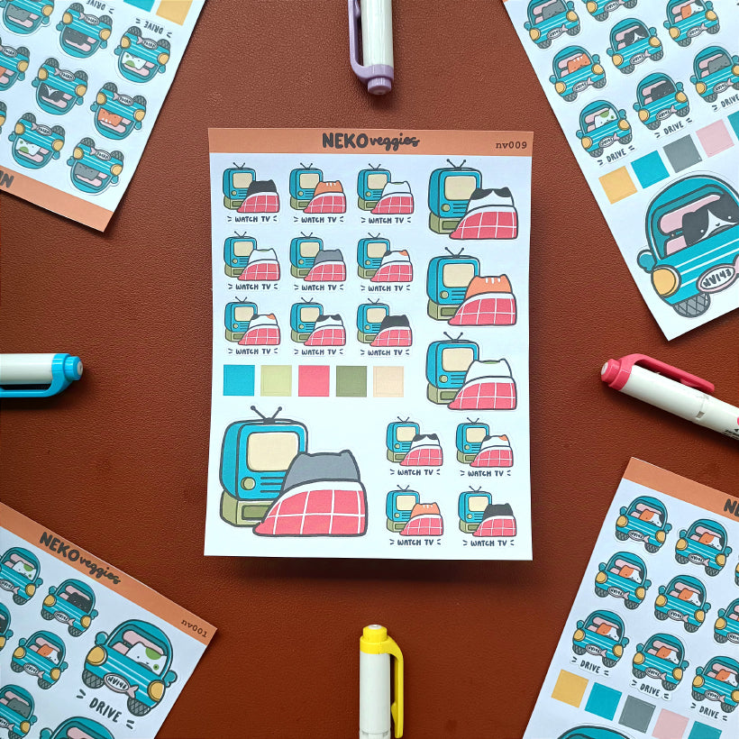 Watch Tv | Activity | Neko Veggies Sticker | nv009