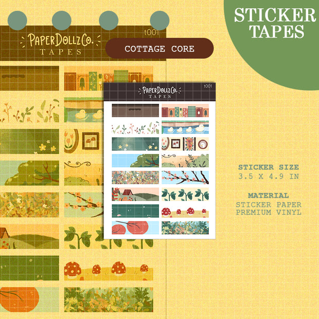 Cottage Core | PaperDollzCo | Sticker Tapes | t001