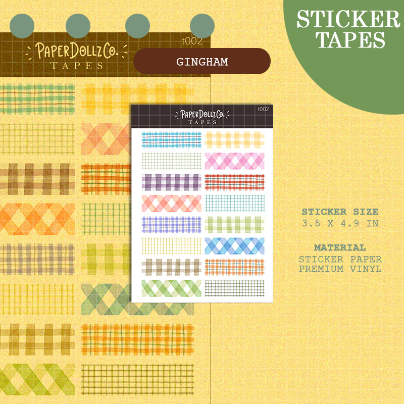 Gingham | PaperDollzCo | Sticker Tapes | t002