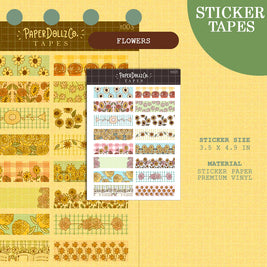 Flowers | PaperDollzCo | Sticker Tapes | t003