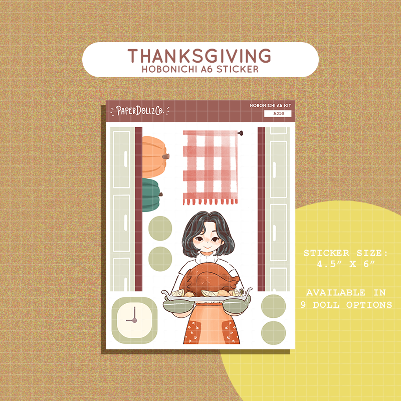 Thanksgiving | Fabulous Fall | Hobonichi A6 Daily Sticker Kit - a059