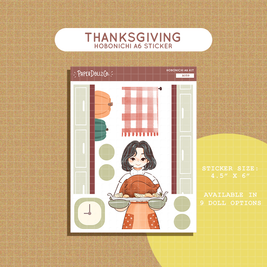 Thanksgiving | Fabulous Fall | Hobonichi A6 Daily Sticker Kit - a059